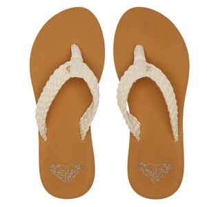 Roxy White Braided Platform Flipflops